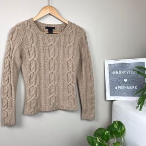 The Limited Tan Small Cable Knit Sweater